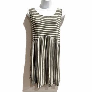 Soft and comfortable olive green stripe Isabel Maternity midi dress | XL